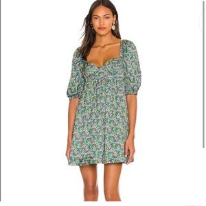 FOR LOVE & LEMONS Alisa Dress in Green futon floral and